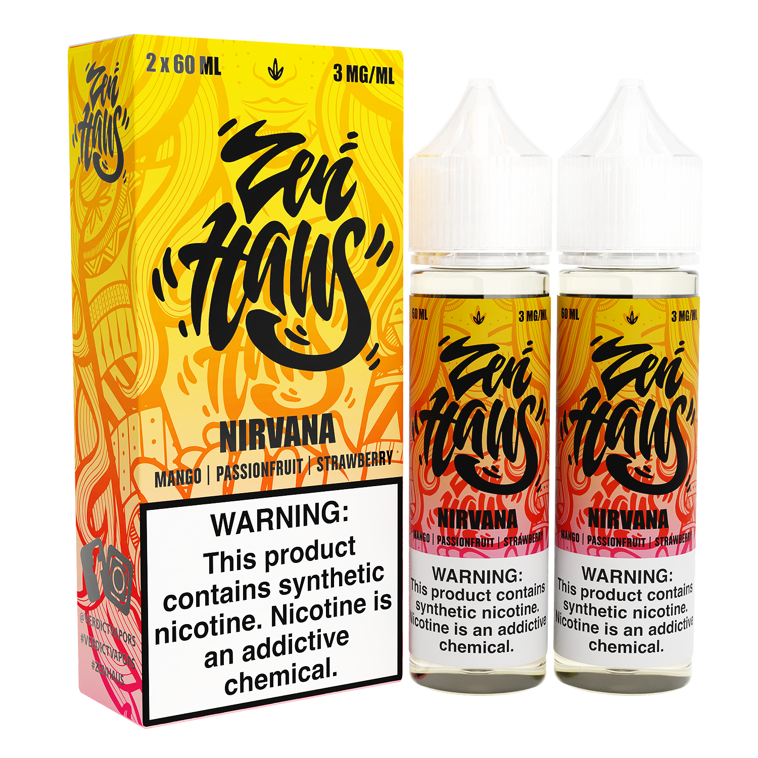 Zen Haus Series E-Liquid x2-60mL | 0mg nirvana with packaging