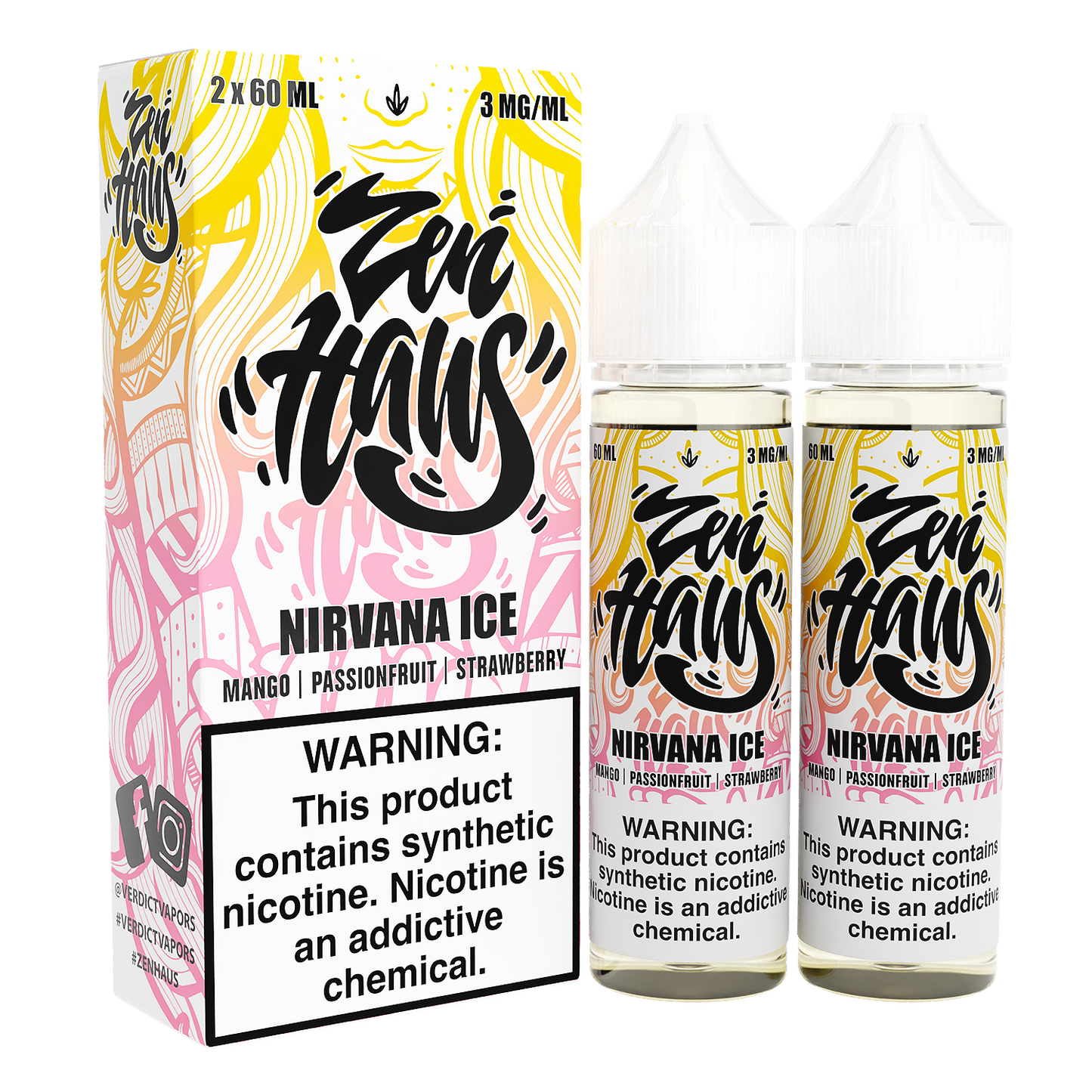 Zen Haus Series E-Liquid x2-60mL | 0mg Nirvana Ice with packaging