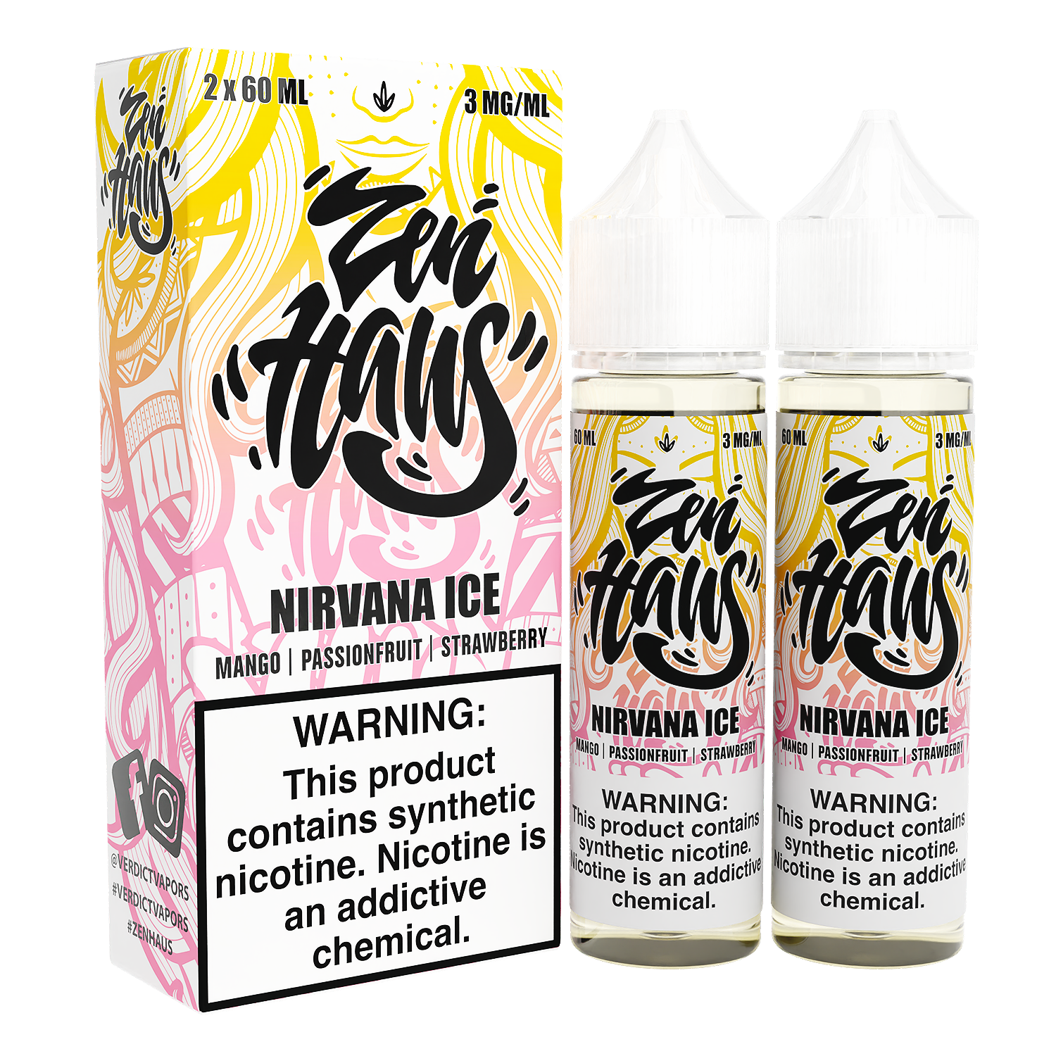 Zen Haus Series E-Liquid x2-60mL | 0mg Nirvana Ice with packaging