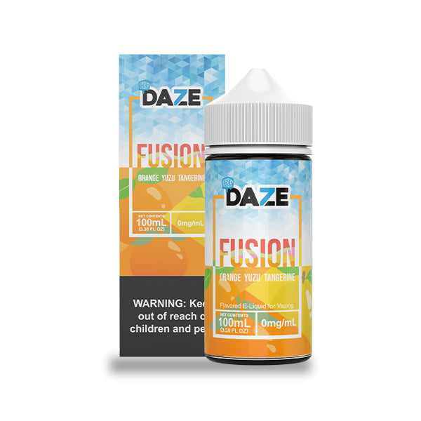 7Daze Fusion Series E-Liquid 100mL (Freebase) Orange Yuzu Tangerine Iced with Packaging