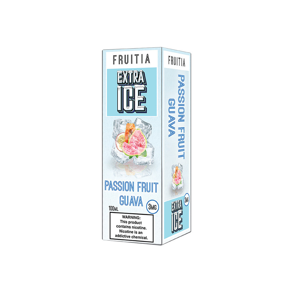 Fruitia Extra Ice Series E-Liquid 100mL (Freebase) | 3mg Passion Fruit Guava with packaging