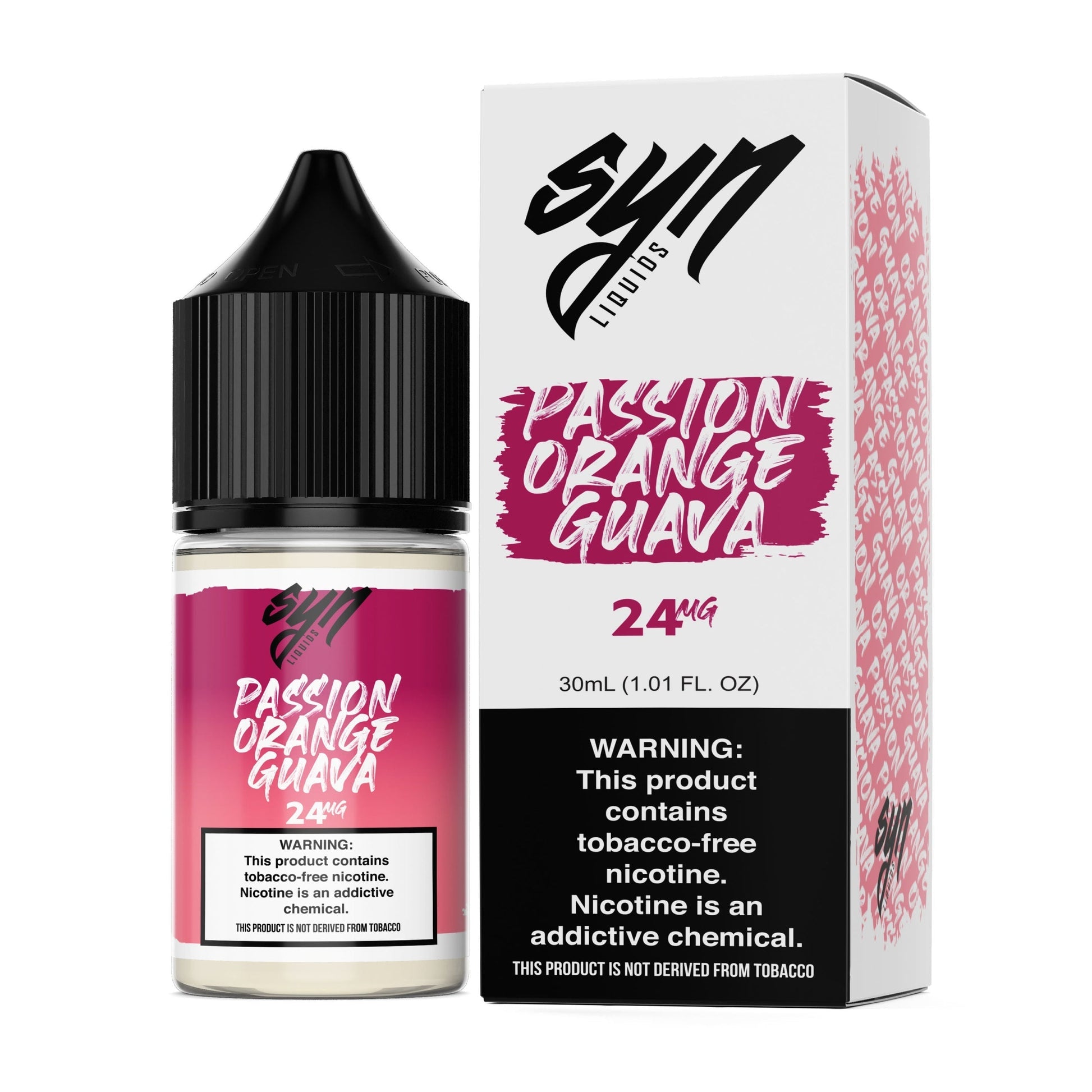 Syn Liquids Salt Series E-Liquid 30mL Passion Orange Guava with packaging