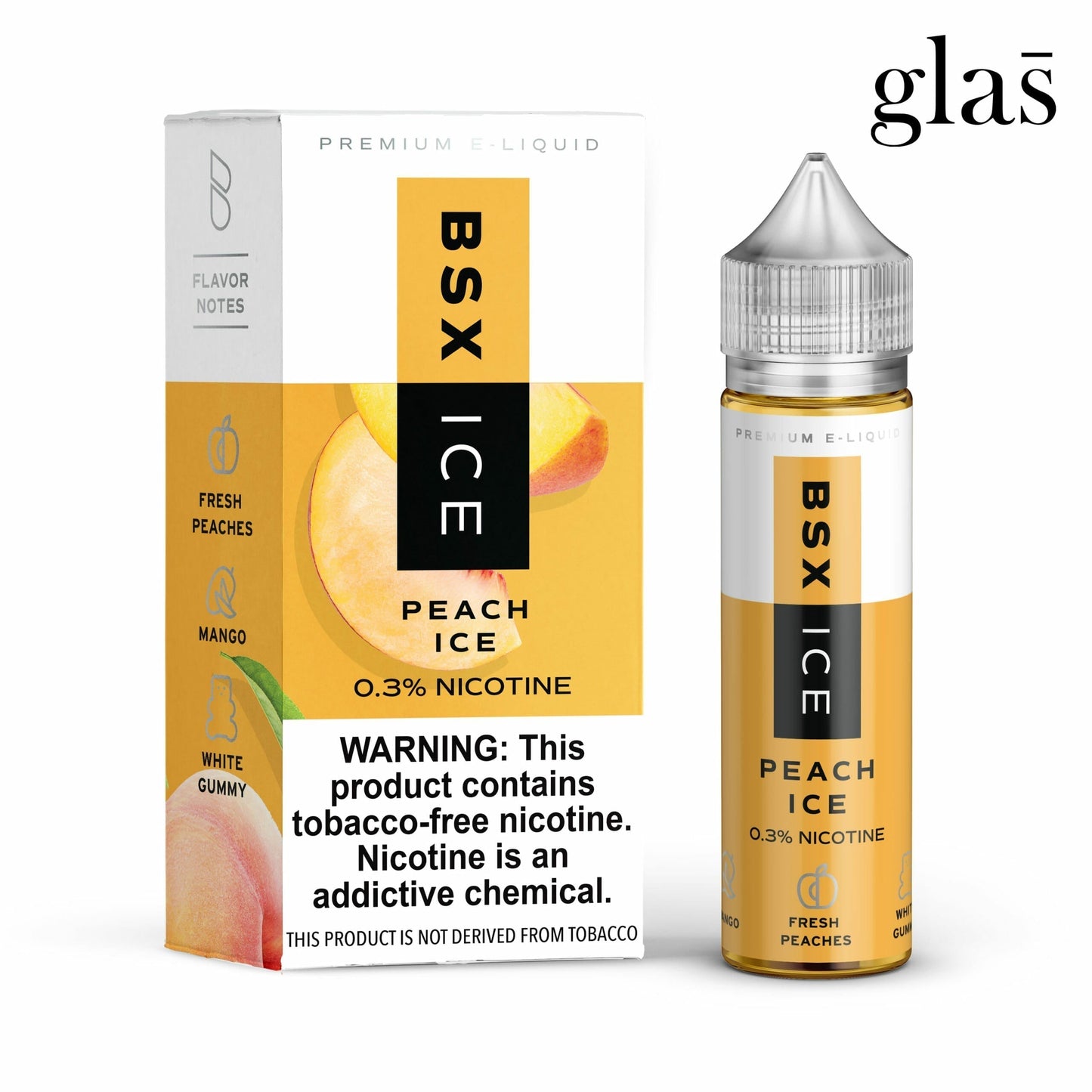 GLAS BSX TFN Series E-Liquid 6mg | 60mL (Freebase) Peach Ice with Packaging