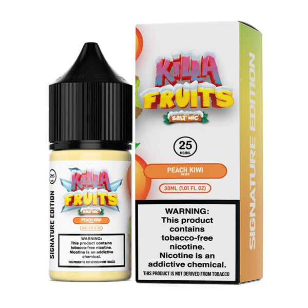 Killa Fruits Signature TFN Series E-Liquid 100mL (Freebase) | 25mg Peach Kiwi on Ice with packaging