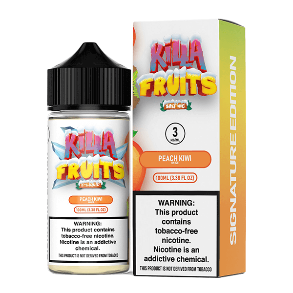 Killa Fruits Signature TFN Series E-Liquid 100mL (Freebase) | 3mg Peach Kiwi on Ice with packaging