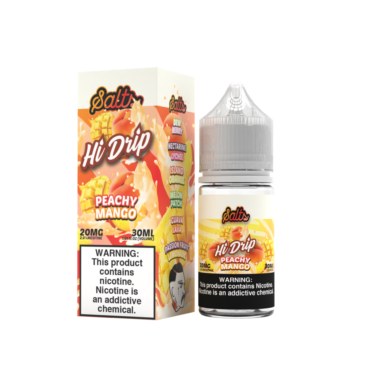 Hi-Drip Salt Series E-Liquid 30mL (Salt Nic) | 20mg Peachy Mango with packaging