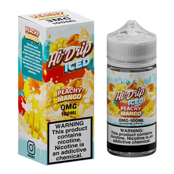 Hi-Drip Series E-Liquid 100mL (Freebase) | Peachy Mango Iced with packaging