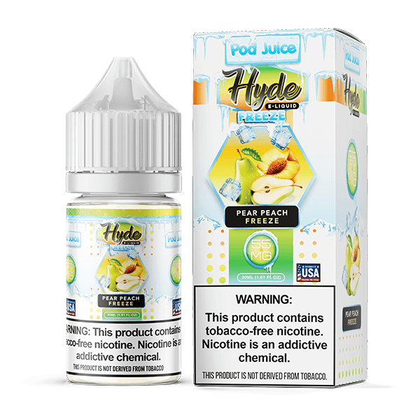 Pod Juice Hyde TFN Salt Series E-Liquid 30mL (Salt Nic) | 55mg Pear Peach Freeze with packaging