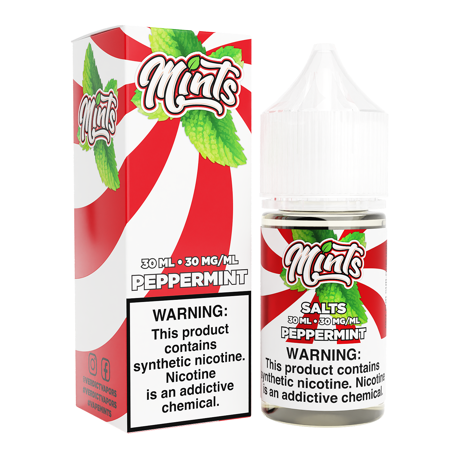 Mints Salt Series E-Liquid 30mL | 30mg Peppermint with packaging