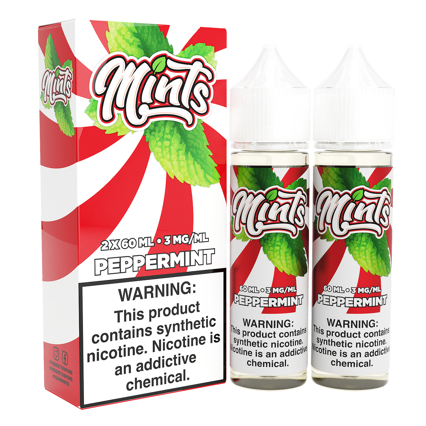 Mints Series E-Liquid x2-60mL | 0mg Peppermint with packaging