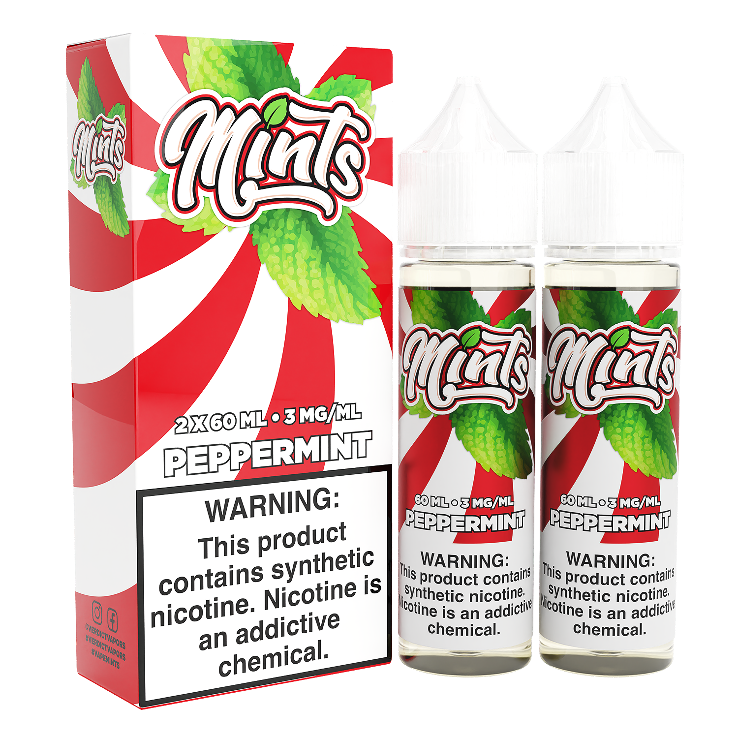 Mints Series E-Liquid x2-60mL | 3mg Peppermint with packaging