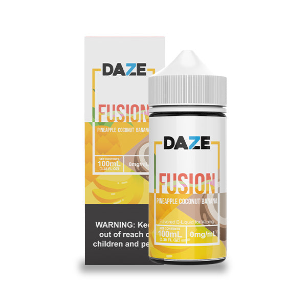 7Daze Fusion Series E-Liquid 100mL (Freebase) Pineapple Coconut Banana with Packaging