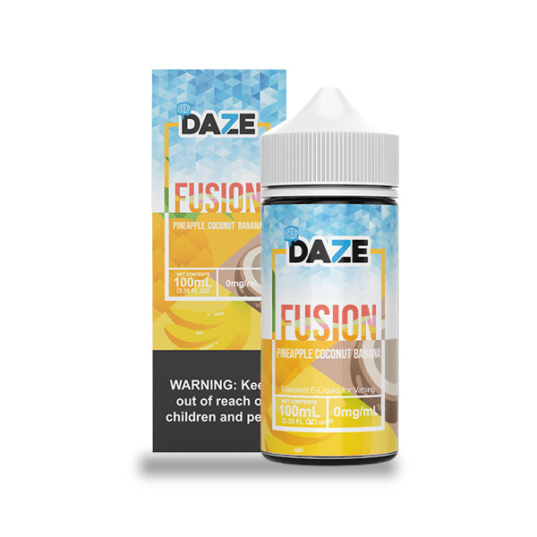 7Daze Fusion Series E-Liquid 100mL (Freebase) Pineapple Coconut Banana Iced with Packaging