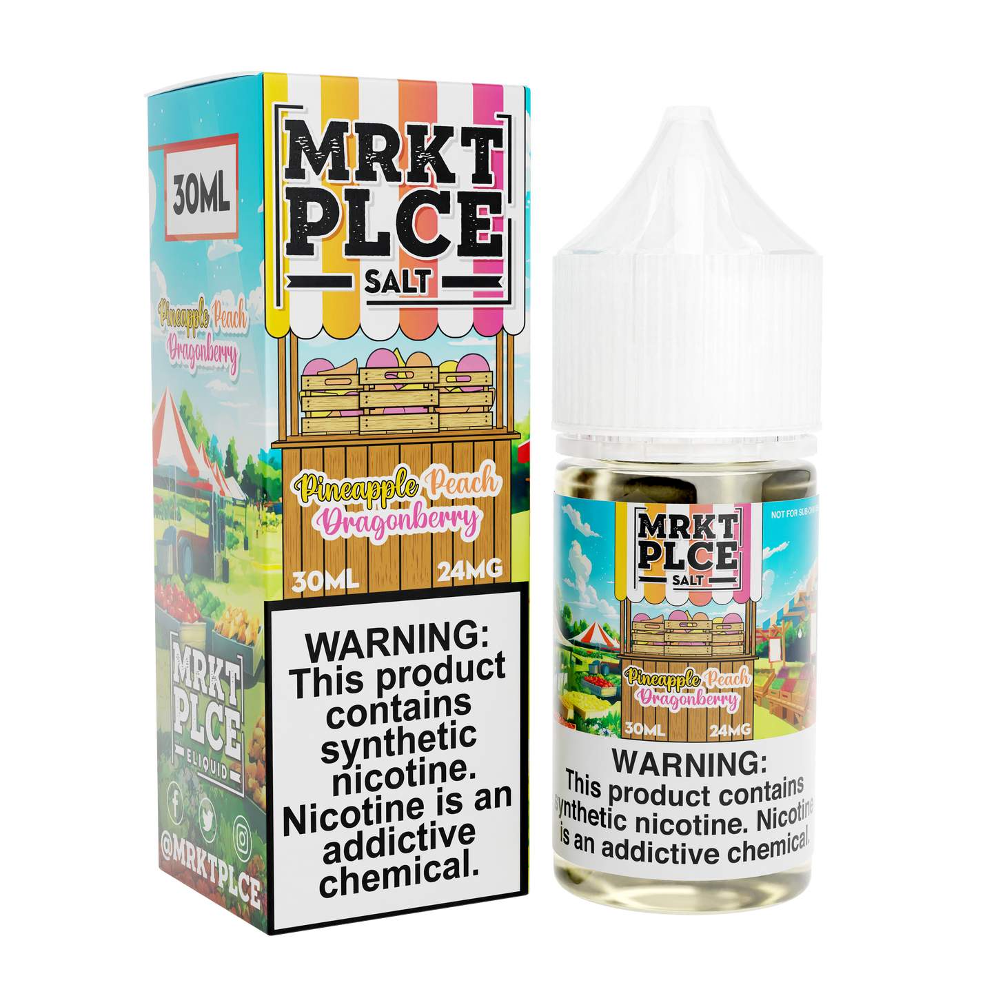 MRKT PLCE Salt Series E-Liquid 30mL (Salt Nic) | Pineapple Peach Dragonberry with packaging