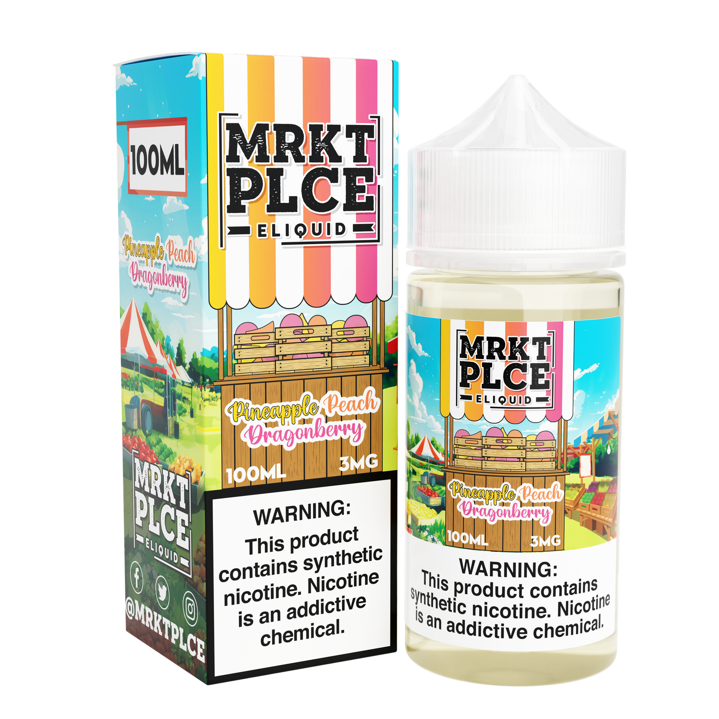 MRKT PLCE Series E-Liquid 100mL (Freebase) | Pineapple Peach Dragonberry  with packaging