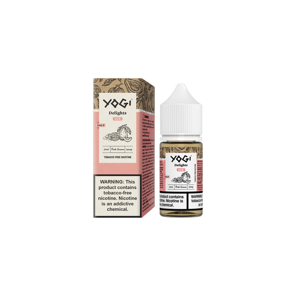 Yogi Delights TFN Salt Series E-Liquid 30mL | 50mg Pink Guava Ice with packaging