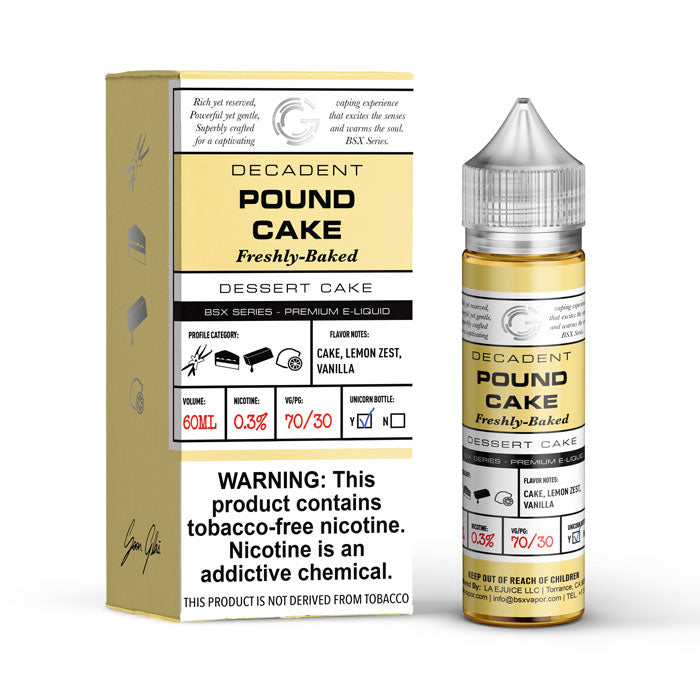 GLAS BSX TFN Series E-Liquid 6mg | 60mL (Freebase) Pound Cake with Packaging