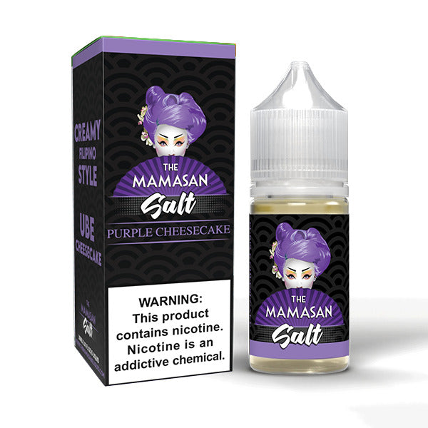 The Mamasan Salt Series E-Liquid 30mL Purple Cheesecake with packaging