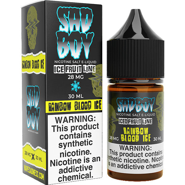 Sadboy Salt Series E-Liquid 30mL (Salt Nic) | 28mg Rainbow Blood Ice with packaging