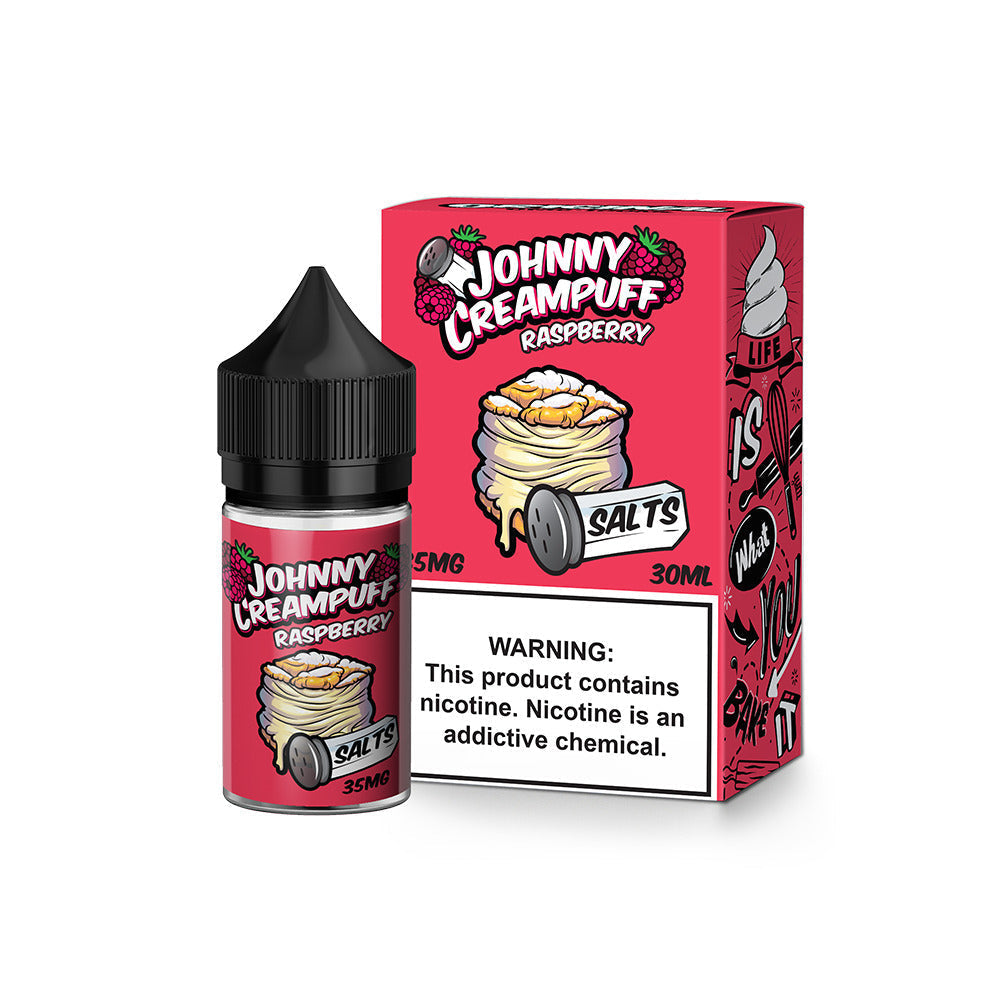 Tinted Brew Johnny Creampuff TFN Salt Series E-Liquid 30mL | 50mg Raspberry with packaging