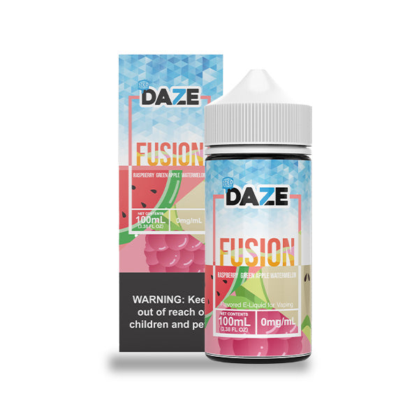 7Daze Fusion Series E-Liquid 100mL (Freebase) Raspberry Green Watermelon Iced with Packaging