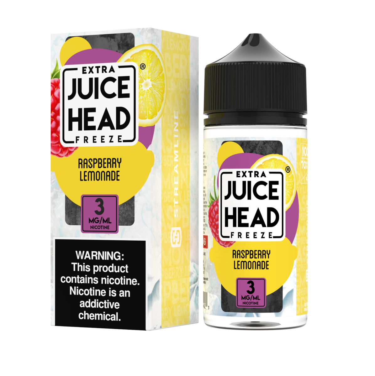 Juice Head Series E-Liquid 0mg | 100mL (Freebase) Raspberry Lemonade Freeze with Packaging