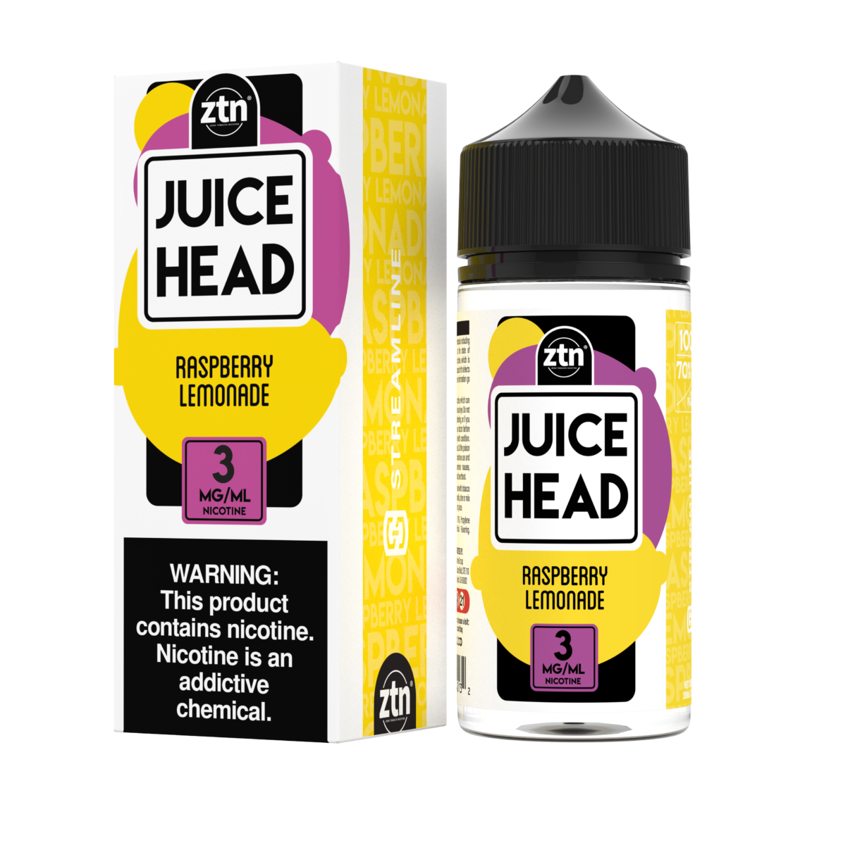 Juice Head Series E-Liquid 0mg | 100mL (Freebase) Raspberry Lemonade with Packaging