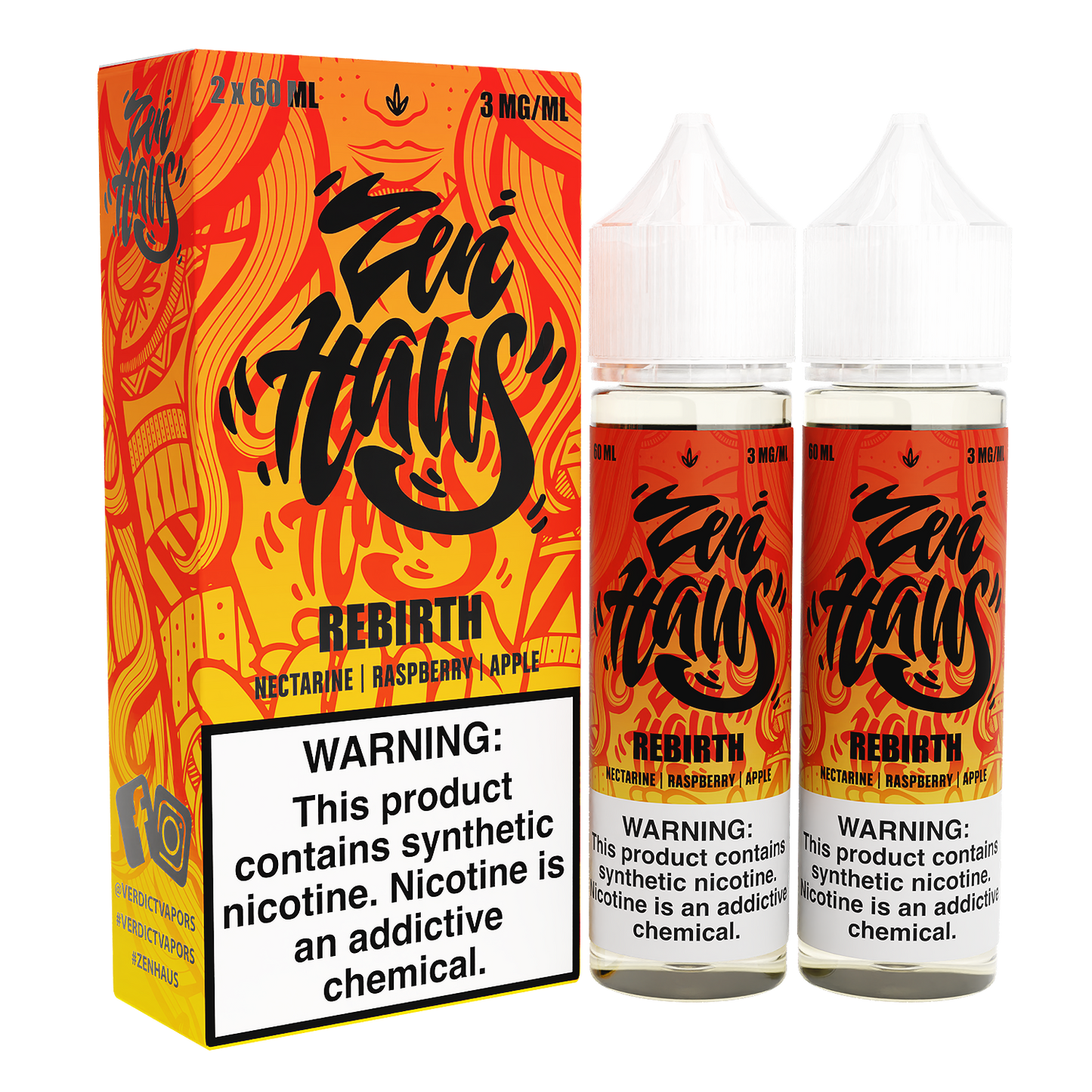 Zen Haus Series E-Liquid x2-60mL | 0mg Rebirth with packaging