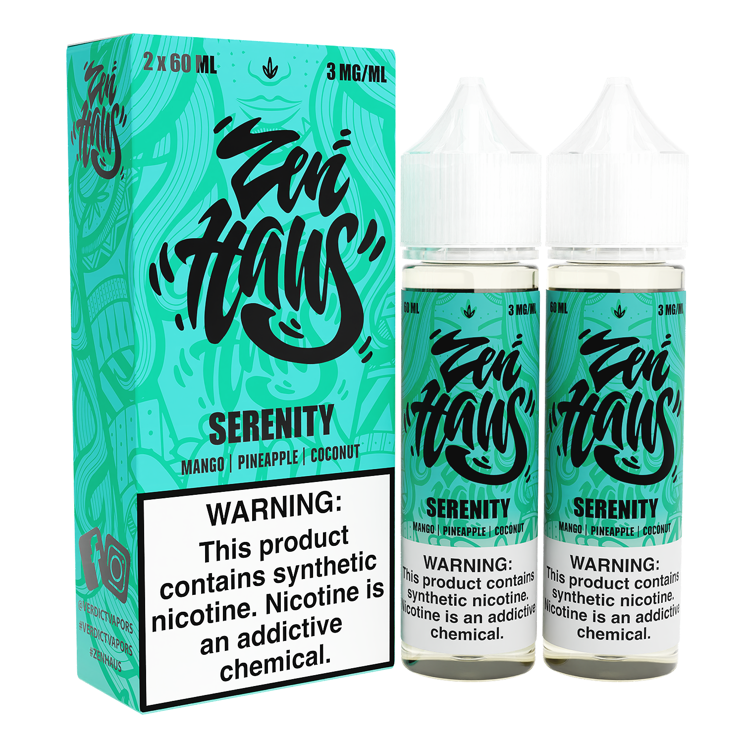 Zen Haus Series E-Liquid x2-60mL | 0mg Serenity with packaging