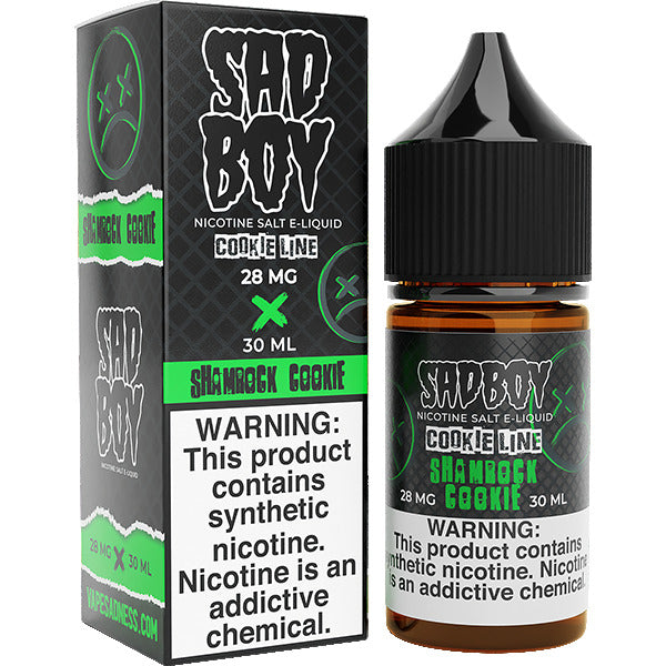 Sadboy Salt Series E-Liquid 30mL (Salt Nic) | 28mg Shamrock Cookie with packaging