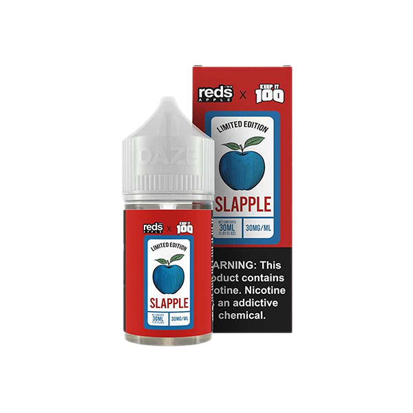 7Daze Keep It 100 Salt Series E-Liquid 30mL | 50mg (Salt Nic)(Reds Apple & Blue Slushie) Slapple with Packaging