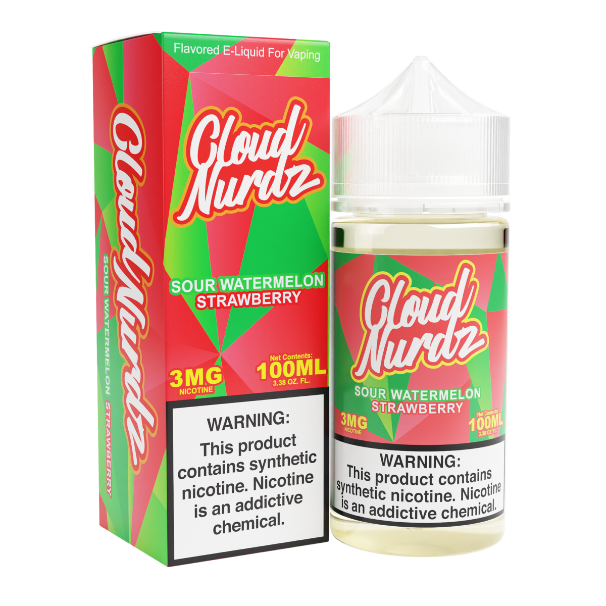 Cloud Nurdz Series E-Liquid 100mL Sour Watermelon Strawberry with packaging