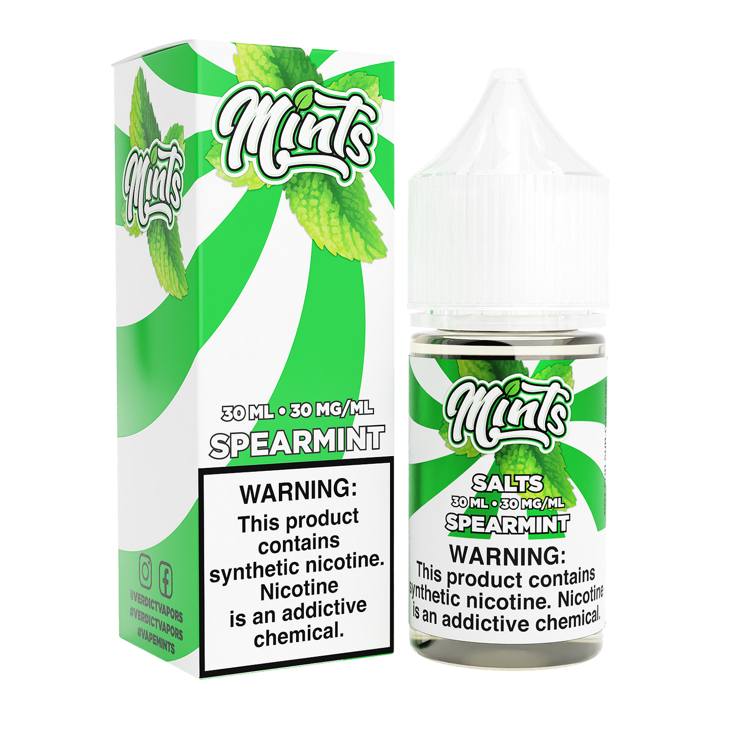 Mints Salt Series E-Liquid 30mL | 30mg Spearmint with packaging