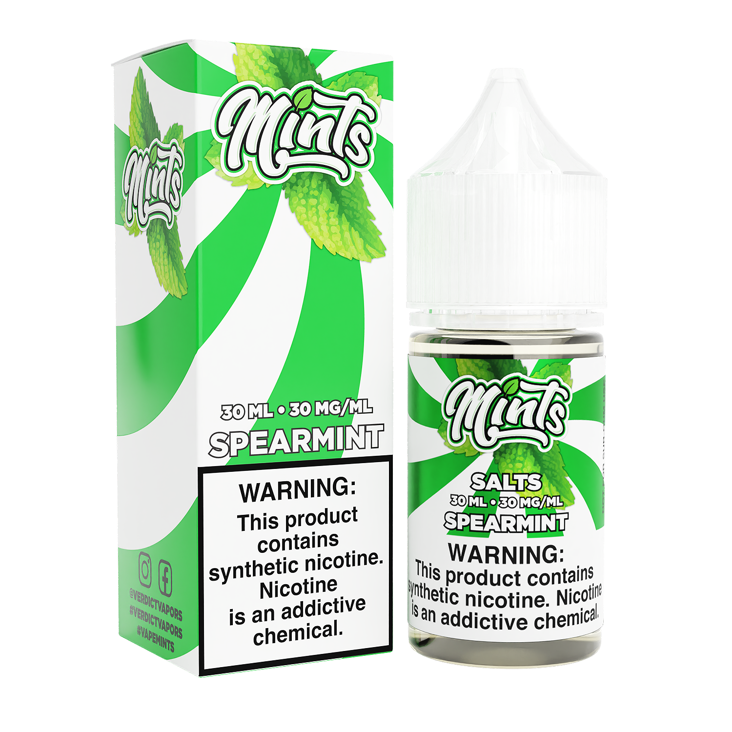 Mints Salt Series E-Liquid 30mL | 30mg Spearmint with packaging