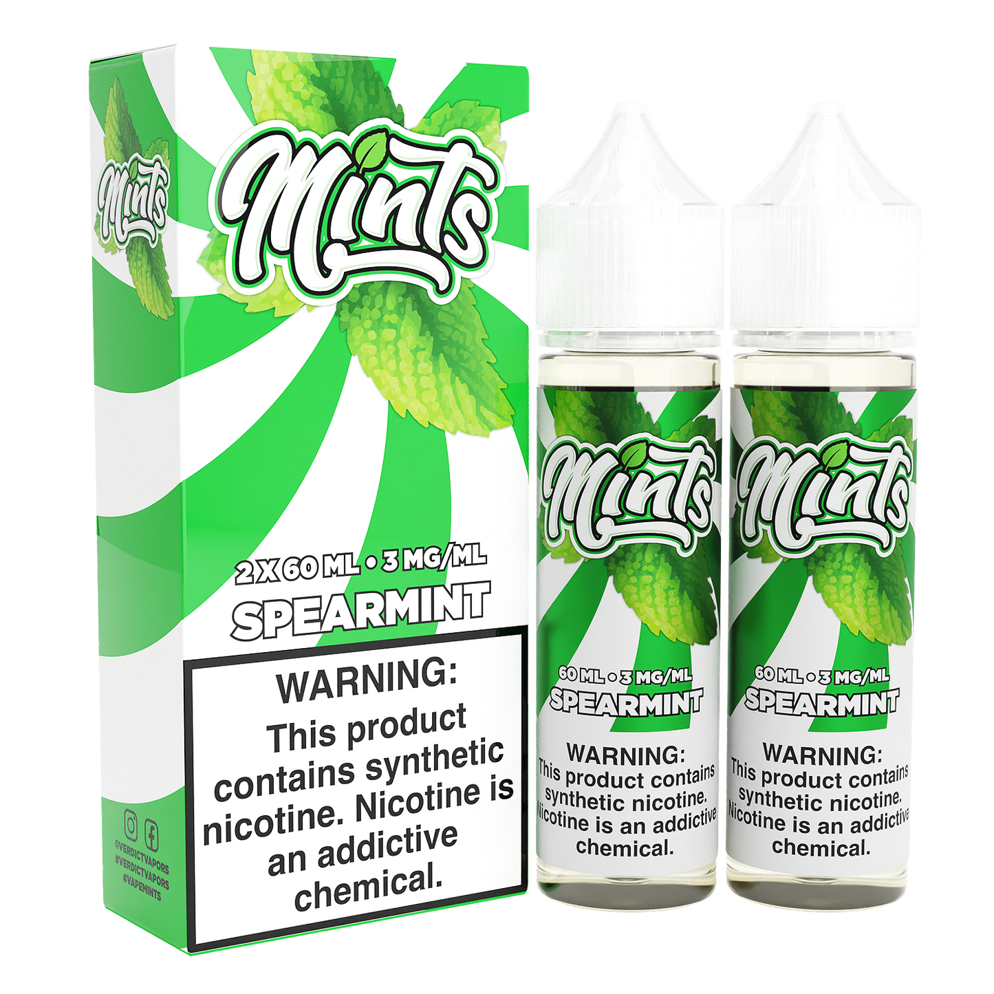 Mints Series E-Liquid x2-60mL | 6mg Spearmint with packaging