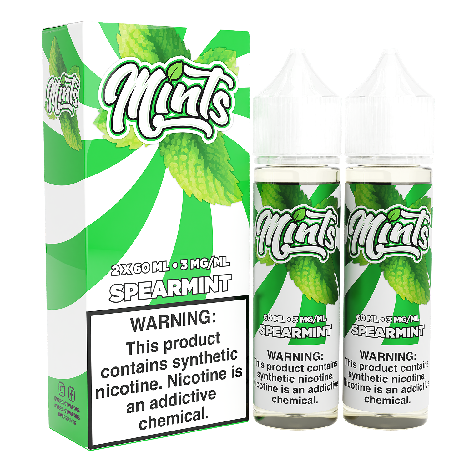 Mints Series E-Liquid x2-60mL | 6mg Spearmint with packaging