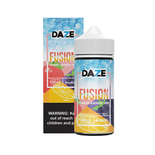 7Daze Fusion Series E-Liquid 100mL (Freebase) Strawberry Blackberry Lemon Iced with Packaging