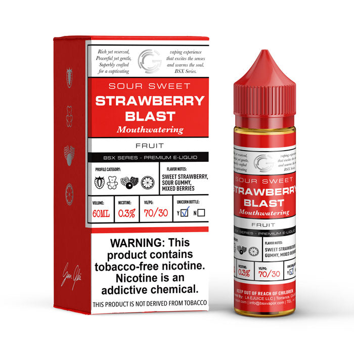 GLAS BSX TFN Series E-Liquid 6mg | 60mL (Freebase) Strawberry Blast with Packaging