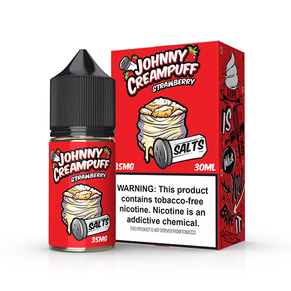 Tinted Brew Johnny Creampuff TFN Salt Series E-Liquid 30mL | 50mg Strawberry with packaging