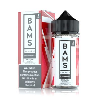 Bam Bam’s Cannoli E-Liquid 100mL (Freebase) | 3mg Strawberry Cannoli with packaging