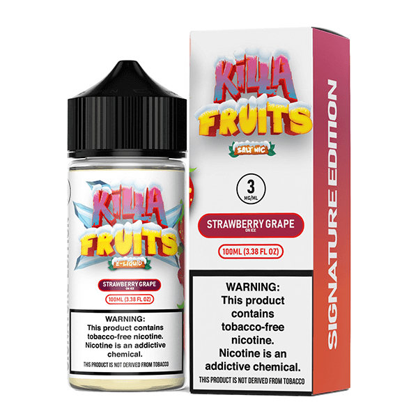 Killa Fruits Signature TFN Series E-Liquid 100mL (Freebase) | 3mg Strawberry Grape on Ice with packaging