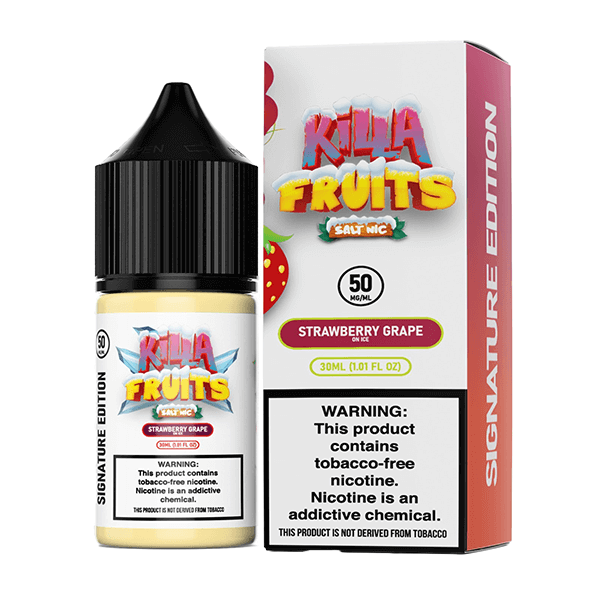 Killa Fruits Signature TFN Salt Series E-Liquid 30mL (Salt Nic) | 50mg Strawberry Grape On Ice with packaging