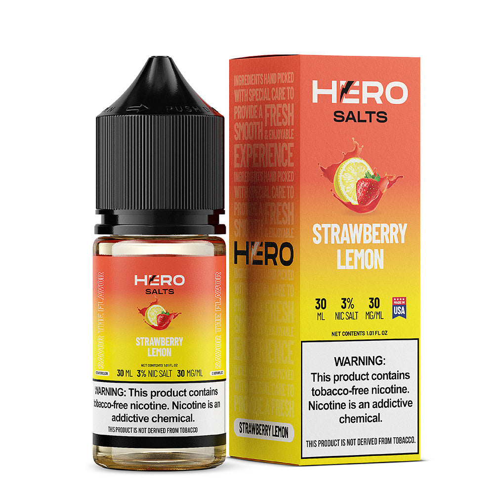 Hero E-Liquid 30mL (Salts) | Strawberry Lemon with packaging