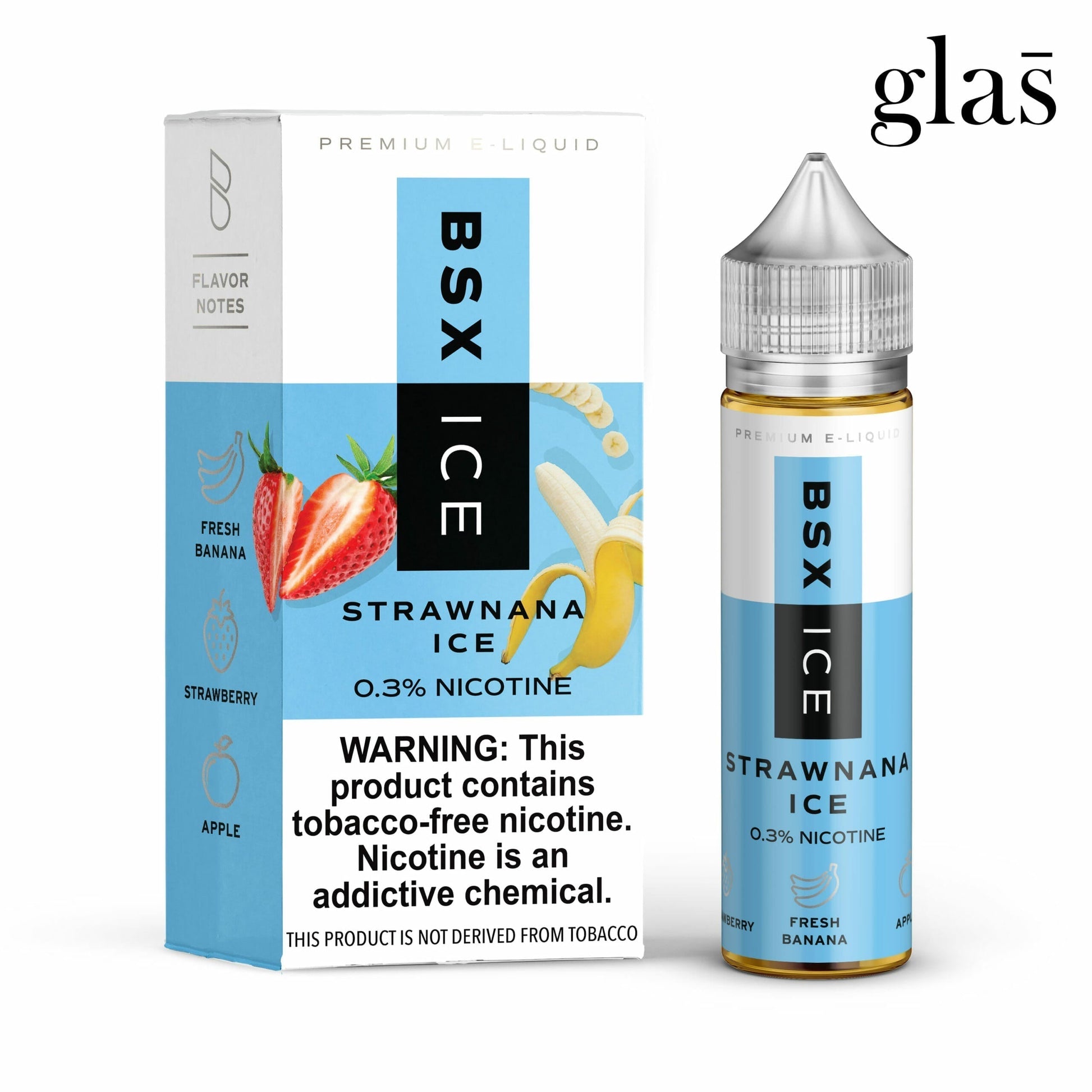 GLAS BSX TFN Series E-Liquid 6mg | 60mL (Freebase) Strawnana Ice with Packaging