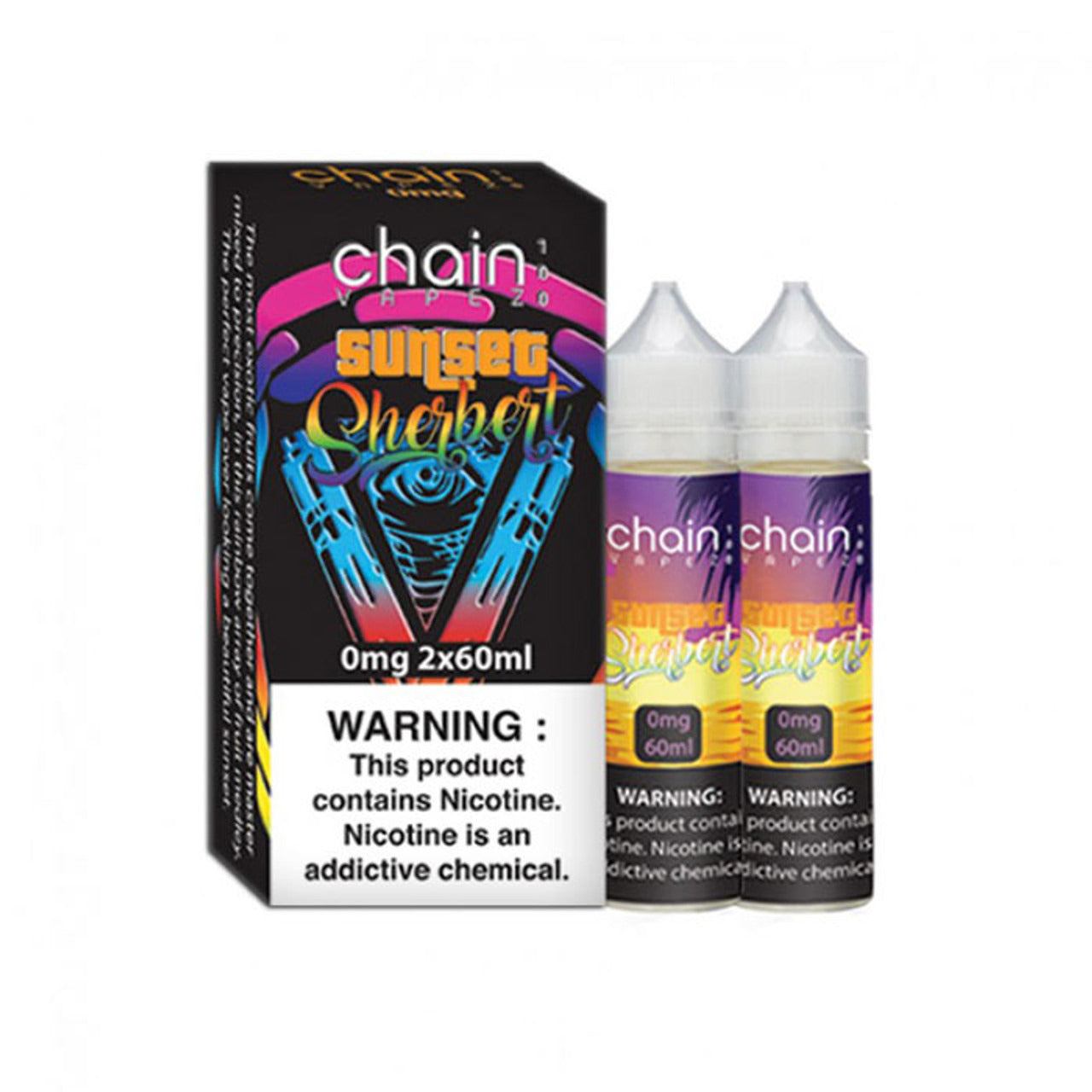 Chain Vapez Series E-Liquid x2-60mL (120mL) Sunset Sherbert with packaging