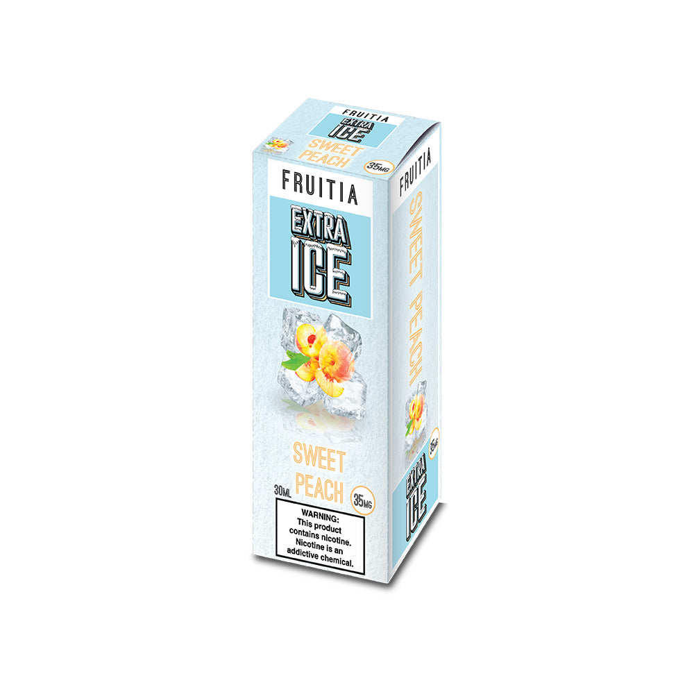 Fruitia Extra Ice Salt Series E-Liquid 30mL (Salt Nic) | Sweet Peach with packaging