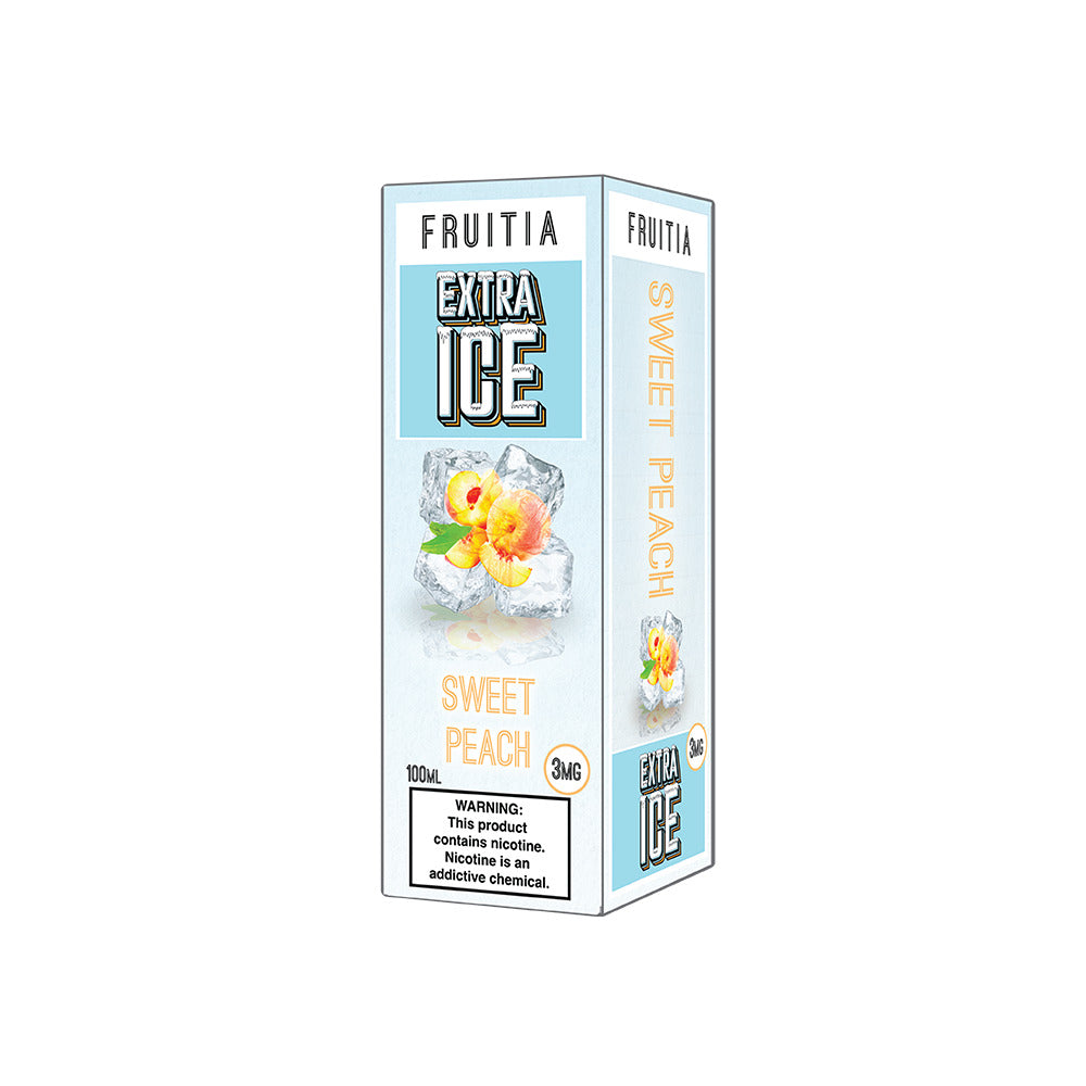 Fruitia Extra Ice Series E-Liquid 100mL (Freebase) | 3mg Sweet Peach with packaging