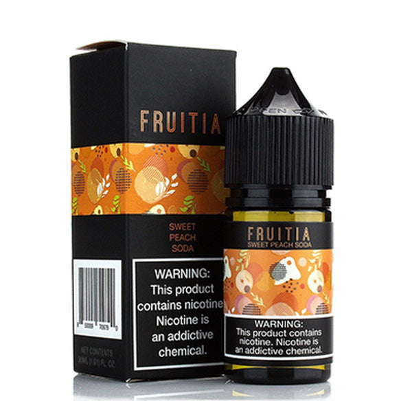 Fresh Farms FRUITIA Salt Series E-Liquid 30mL (Salt Nic) Sweet Peach Soda with packaging