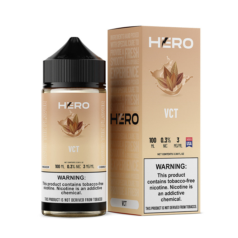 Hero E-Liquid 100mL (Freebase) | 3mg VCT with packaging