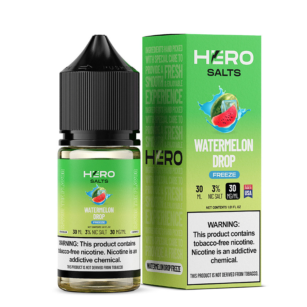 Hero E-Liquid 30mL (Salts) | Watermelon Drop Freeze with packaging